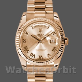 Replica Rolex Day-Date 118235 Rose Champagne Roman Dial 36mm Unisex Replica Uhr