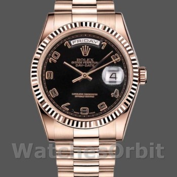 Replica Rolex Day-Date 118235 Rose Gold Black Arabic Dial 36mm Unisex Replica Uhr