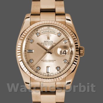 Replica Rolex Day-Date 118235 Rose Gold Champagne Diamond Dial 36mm Unisex Replica Uhr