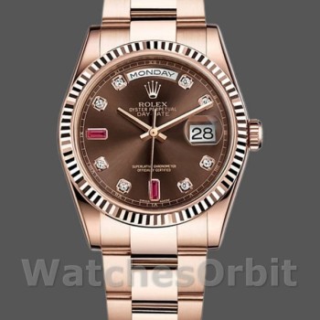 Replica Rolex Day-Date 118235 Rose Gold Chocolate Diamond Dial 36mm Unisex Replica Uhr