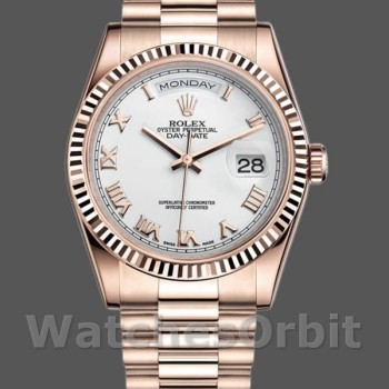 Replica Rolex Day-Date 118235 White Dial Fluted Bezel 36mm Unisex Replica Uhr