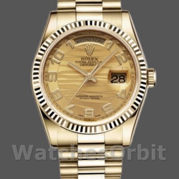 Replica Rolex Day-Date 118238 Arabic Numeral Wave Champagne Dial Gelbgold 36mm Unisex Replica Uhr