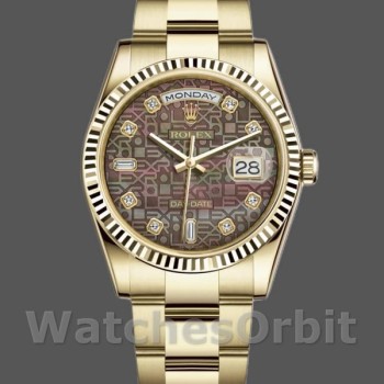 Replica Rolex Day-Date 118238 Black MOP Diamond Dial 36mm Unisex Replica Uhr