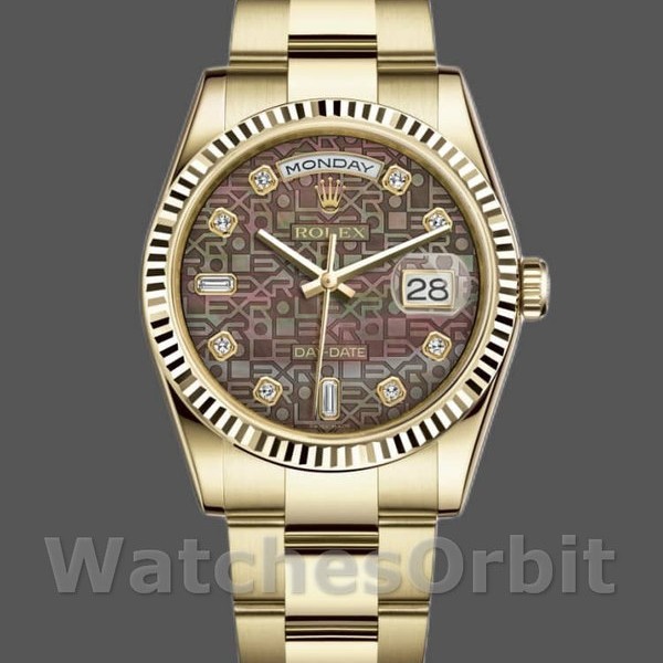 Replica Rolex Day-Date 118238 Black MOP Diamond Dial 36mm Unisex Replica Uhr, Replika Uhren, Präzise Verarbeitung