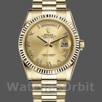 Replica Rolex Day-Date 118238 Champagner Zifferblatt 36mm Unisex Replica Uhr