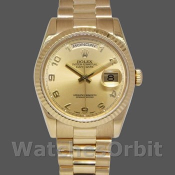 Replica Rolex Day-Date 118238 Champagne Dial Arabic Numeral 36mm Unisex Replica Uhr