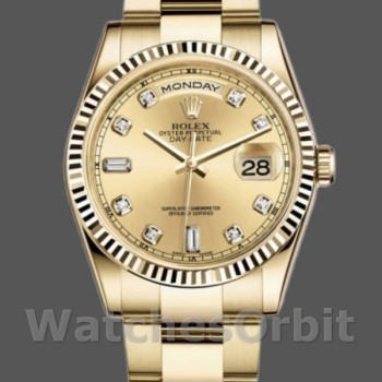 Replica Rolex Day-Date 118238 Champagner Diamant Zifferblatt 36mm Unisex Replica Uhr