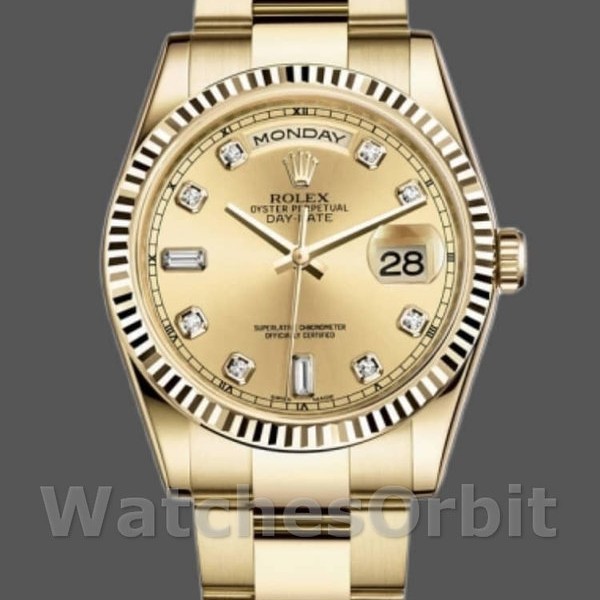 Replica Rolex Day-Date 118238 Champagner Diamant Zifferblatt 36mm Unisex Replica Uhr, Nachbau, Luxuriöse Optik