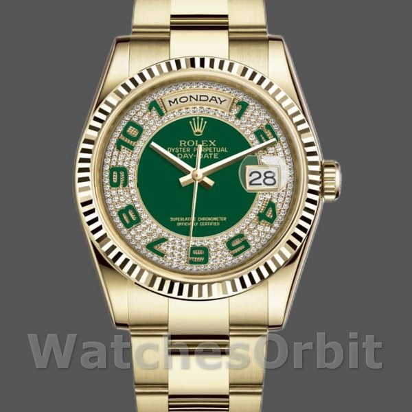 Replica Rolex Day-Date 118238 Green Diamond Pave Dial 36mm Unisex Replica Uhr, Replica Uhr, Exklusive Verarbeitung