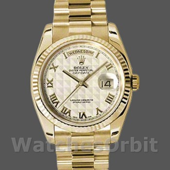 Replica Rolex Day-Date 118238 Ivory Dial Fluted Bezel 36mm Unisex Replica Uhr