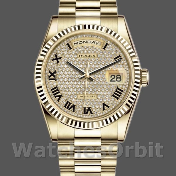 Replica Rolex Day-Date 118238 Pave diamond dial 36mm Unisex Replica Uhr, Replica Uhren, Stilvolles Accessoire