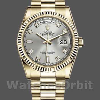 Replica Rolex Day-Date 118238 Silber Diamant Zifferblatt 36mm Unisex Replica Uhr