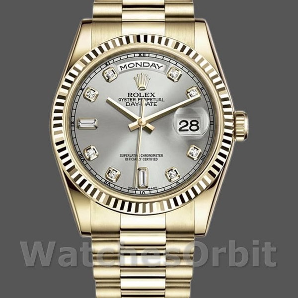 Replica Rolex Day-Date 118238 Silber Diamant Zifferblatt 36mm Unisex Replica Uhr, Imitat, Exklusive Verarbeitung