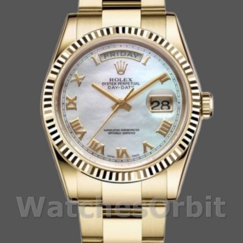 Replica Rolex Day-Date 118238 White MOP Roman Dial 36mm Unisex Replica Uhr