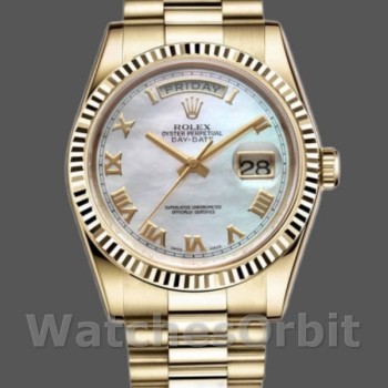 Replica Rolex Day-Date 118238 Weißes Perlmutt-Römisches Zifferblatt 36mm Unisex Replica Uhr