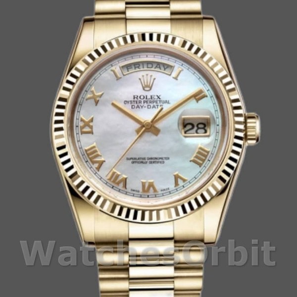 Replica Rolex Day-Date 118238 Weißes Perlmutt-Römisches Zifferblatt 36mm Unisex Replica Uhr, Replika Uhren, Elegantes Design