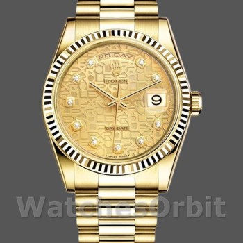 Replica Rolex Day-Date 118238 Gelbgold Champagner Jubiläum Diamant Zifferblatt 36mm Unisex Replica Uhr