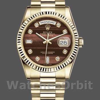Replica Rolex Day-Date 118238 Gelbgold Diamant Bulls Eye Zifferblatt 36mm Unisex Replica Uhr