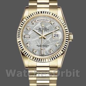 Replica Rolex Day-Date 118238 Gelbgold Diamant Meteorit Zifferblatt 36mm Unisex Replica Uhr