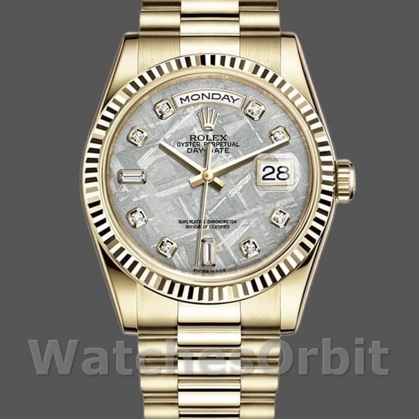 Replica Rolex Day-Date 118238 Gelbgold Diamant Meteorit Zifferblatt 36mm Unisex Replica Uhr, Replika Uhren, Hochwertige Nachbildung
