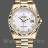 Replica Rolex Day-Date 118238 Gelbgold Weißes Zifferblatt Geriffelte Lünette 36mm Unisex Replica Uhr, Nachbau, Klassisches Design