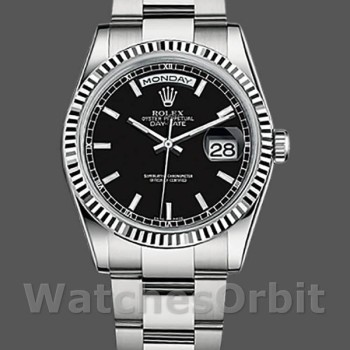 Replica Rolex Day-Date 118239 Black Dial Fluted Bezel 36mm Unisex Replica Uhr