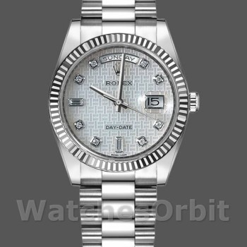 Replica Rolex Day-Date 118239 Mother of Pearl White Dial Fluted Bezel 36mm Unisex Replica Uhr