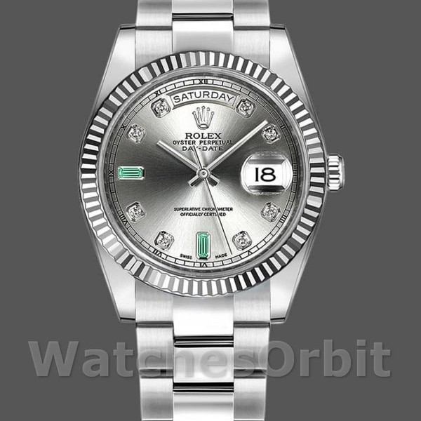 Replica Rolex Day-Date 118239 Rhodium grey Dial white gold 36mm Unisex Replica Uhr, Nachbau, Elegantes Design