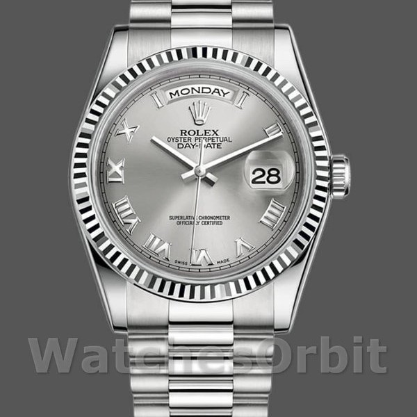 Replica Rolex Day-Date 118239 Rhodium Roman Dial Weißgold 36mm Unisex Replica Uhr, Replik, Luxuriöse Optik