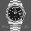 Replica Rolex Day-Date 118239 Weißgold Schwarzes Zifferblatt Geriffelte Lünette 36mm Unisex Replica Uhr, Replik, Elegantes Design