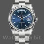 Replica Rolex Day-Date 118239 Weißgold Blaues Zifferblatt Geriffelte Lünette 36mm Unisex Replica Uhr