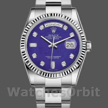 Replica Rolex Day-Date 118239 Weißgold Diamant Lapislazuli Blaues Zifferblatt 36mm Unisex Replica Uhr