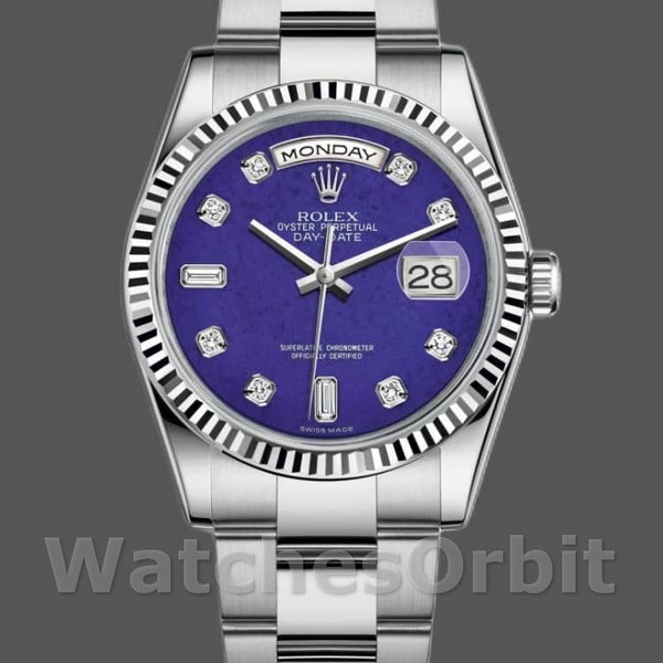 Replica Rolex Day-Date 118239 Weißgold Diamant Lapislazuli Blaues Zifferblatt 36mm Unisex Replica Uhr, Exakte Nachbildung, Exklusive Verarbeitung
