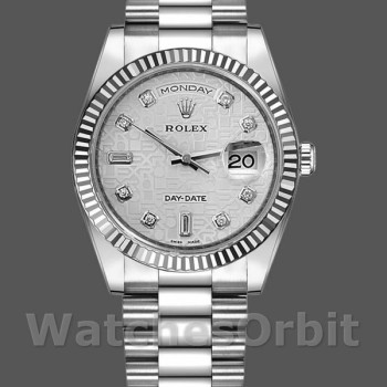 Replica Rolex Day-Date 118239 Weißgold Jubiläum Silber Zifferblatt 36mm Unisex Replica Uhr
