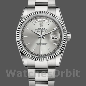 Replica Rolex Day-Date 118239 Weißgold Silber Zifferblatt 36mm Unisex Replica Uhr