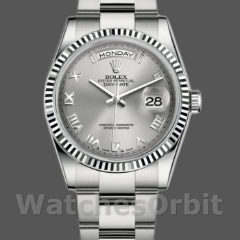 Replica Rolex Day-Date 118239 Weißgold Silber Römische Ziffern 36mm Unisex Replica Uhr
