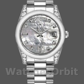 Replica Rolex Day-Date 118296 Platinum MOP White Dial Diamond 36mm Unisex Replica Uhr