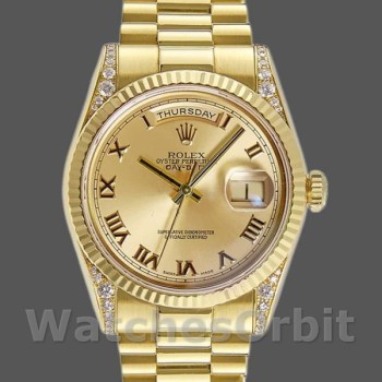 Replica Rolex Day-Date 118338 Champagner Zifferblatt Römische Zahlen 36mm Unisex Replica Uhr