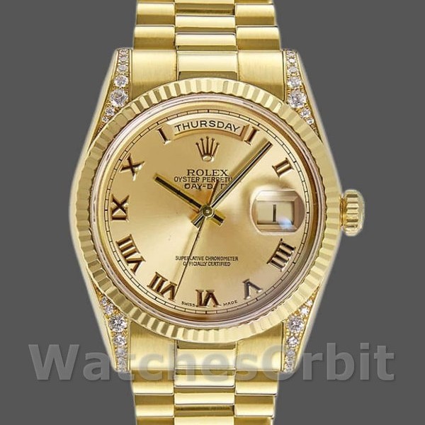 Replica Rolex Day-Date 118338 Champagner Zifferblatt Römische Zahlen 36mm Unisex Replica Uhr, Replik, Exklusive Verarbeitung