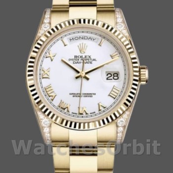 Replica Rolex Day-Date 118338 Weißes römisches Zifferblatt 36mm Unisex Uhren Replica Uhr