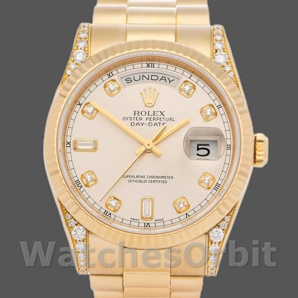 Replica Rolex Day-Date 118338 Gelbgold Silber Zifferblatt 36mm Unisex Replica Uhr, Replika Uhren, Stilvolles Accessoire