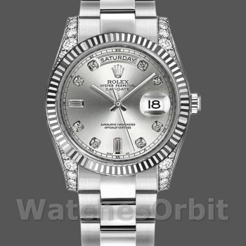 Replica Rolex Day Date 118339 Silver Dial Fluted Bezel 36mm Unisex Replica Uhr