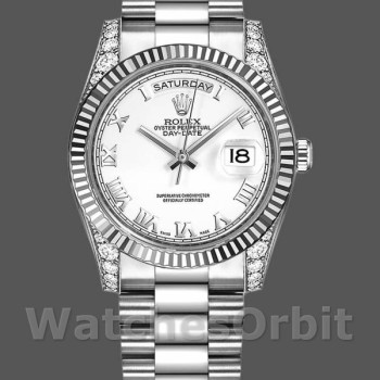 Replica Rolex Day Date 118339 White Dial Fluted Bezel 36mm Unisex Replica Uhr