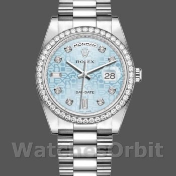 Replica Rolex Day Date 118346 Blue Diamond Dial Platinum 36mm Unisex Replica Uhr