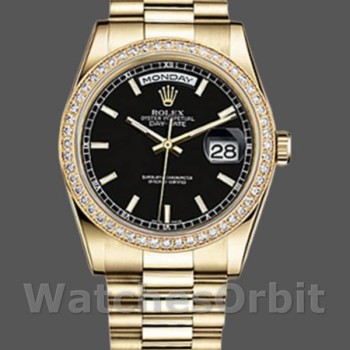 Replica Rolex Day Date 118348 Black Dial 36mm Unisex Replica Uhr