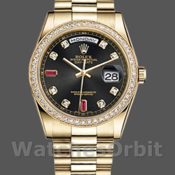 Replica Rolex Day Date 118348 Black Diamond Dial 36mm Unisex Replica Uhr