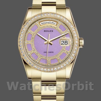 Replica Rolex Day Date 118348 Lavender Jade Carousel Dial Gelbgold 36mm Unisex Replica Uhr