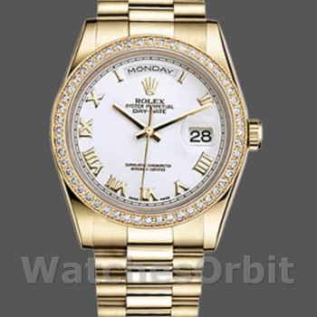 Replica Rolex Day-Date 118348 Weißes römisches Zifferblatt 36mm Unisex Uhren Replica Uhr
