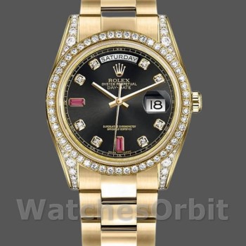 Replica Rolex Day-Date 118388 Black Diamond Rubies Dial 36mm Unisex Replica Uhr