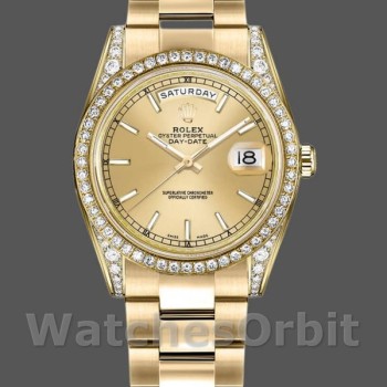 Replica Rolex Day-Date 118388 Champagner Index Zifferblatt 36MM Unisex Replica Uhr